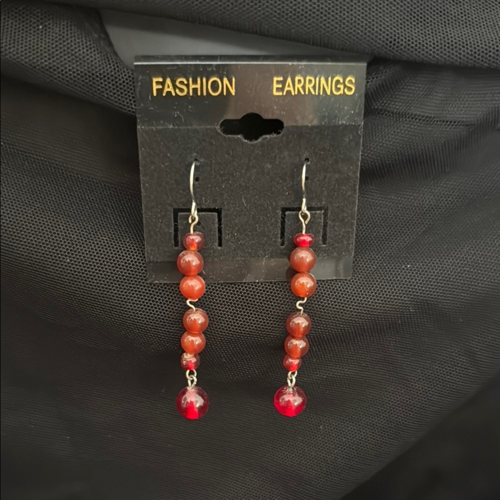 Elegant Red Beaded Earrings
